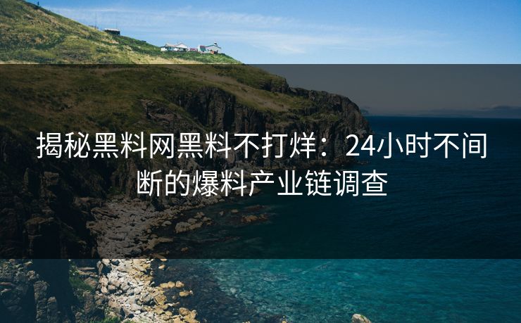 揭秘黑料网黑料不打烊：24小时不间断的爆料产业链调查