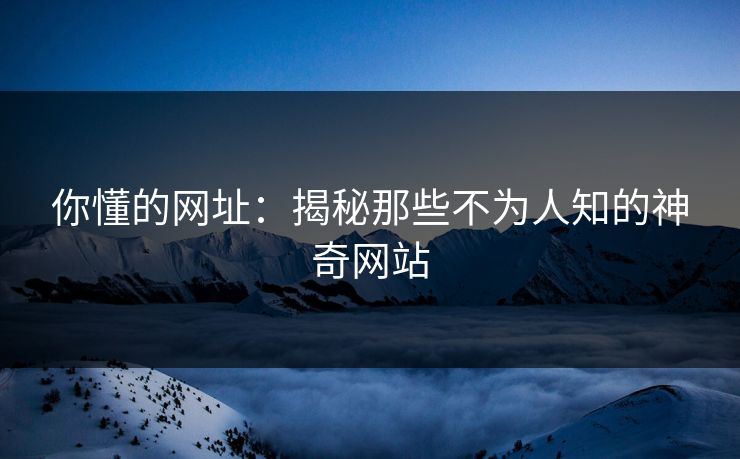 你懂的网址：揭秘那些不为人知的神奇网站